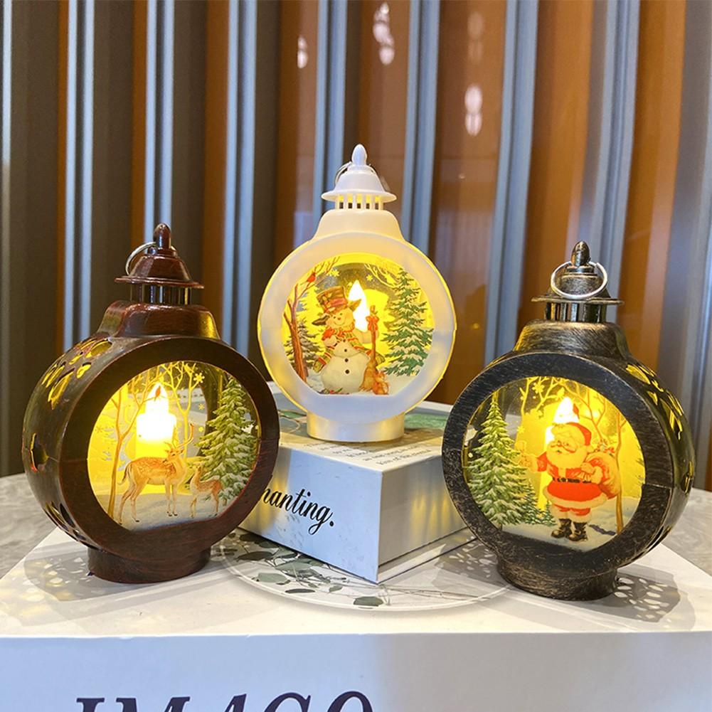 Snowman Lantern Ornament with LED Night Light for Christmas Decoration