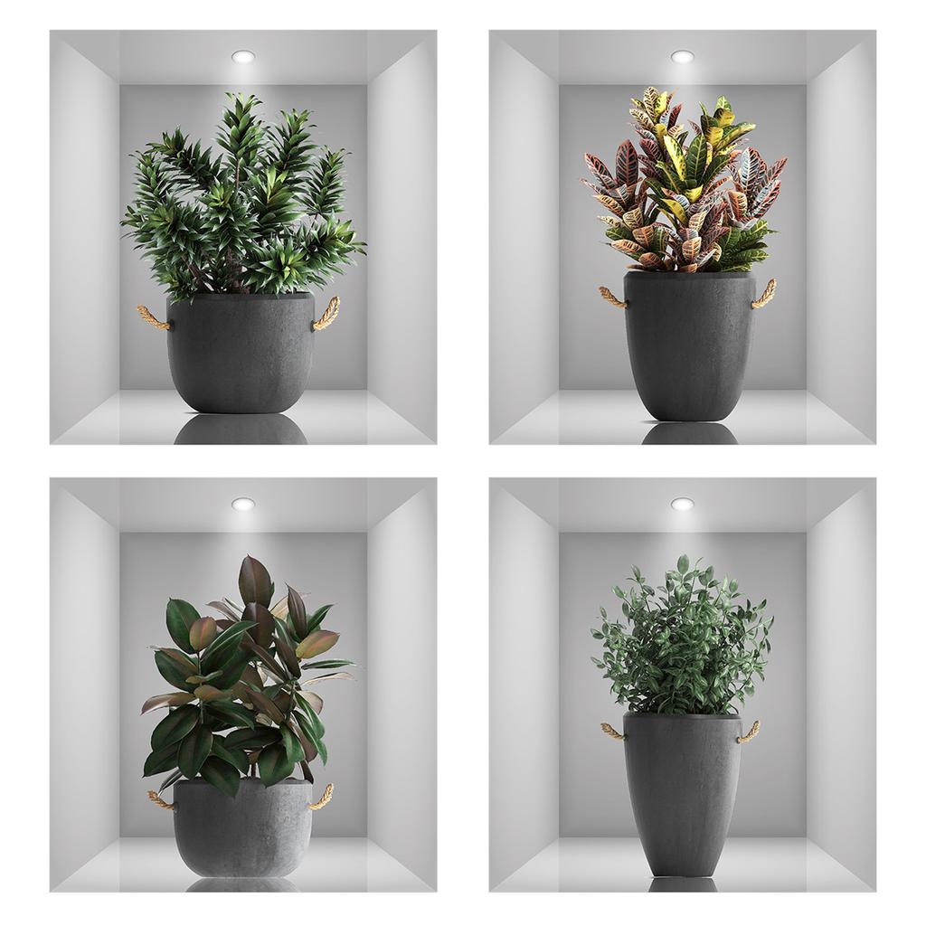 Tropical Green Plants Wall Sticker Self Adhesive Vinyl Decal for Bedroom Living Room Hallway Home Decor