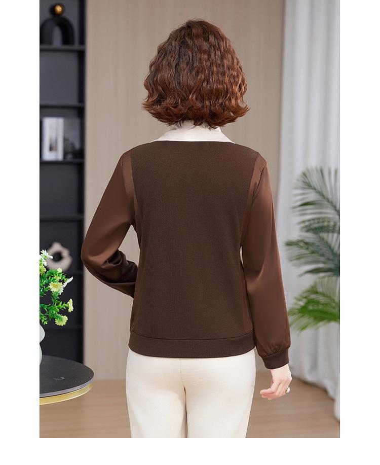 2025 Spring Thin Knit Cardigan for Middle-Aged Women - Long-Sleeved Temperament Top