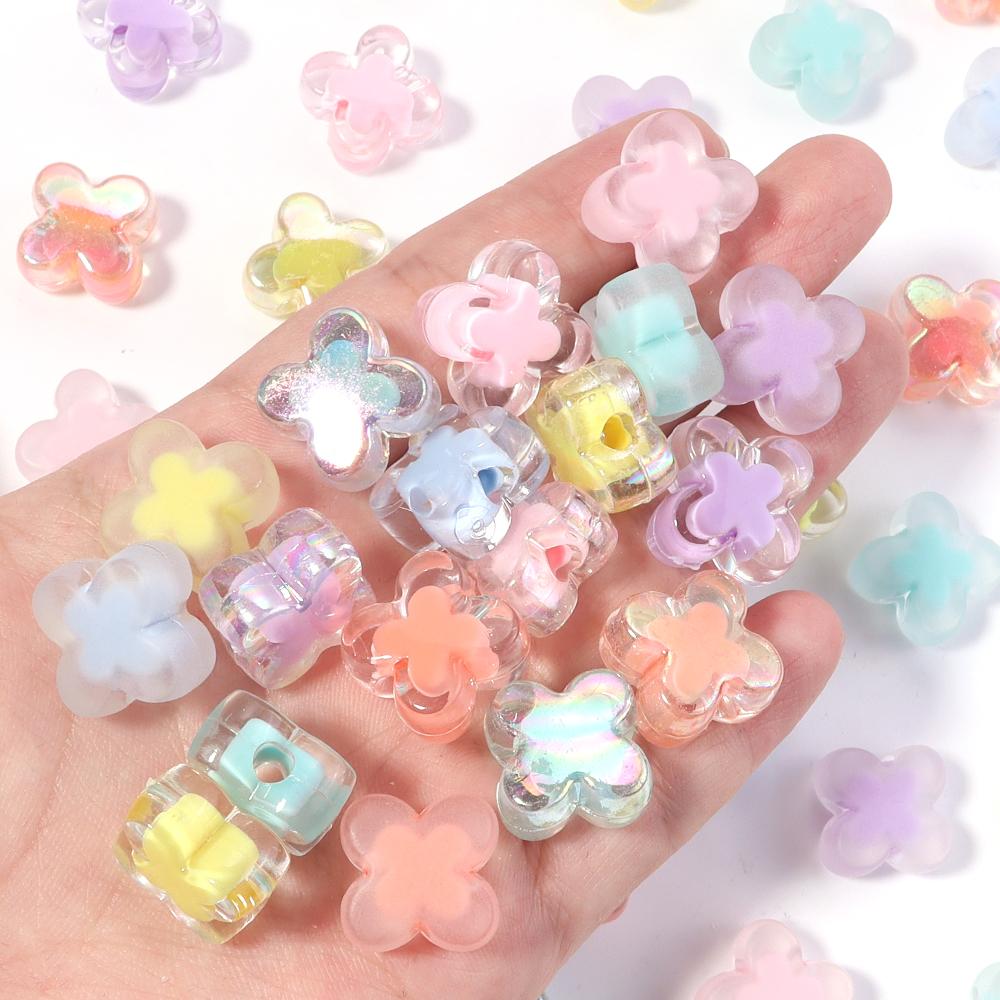 50 Stück/Los Bunte Acryl-Blumenperlen Lose Abstandshalterperlen Für Schmuckherstellung DIY Armband Halskette Ohrringe Zubehör