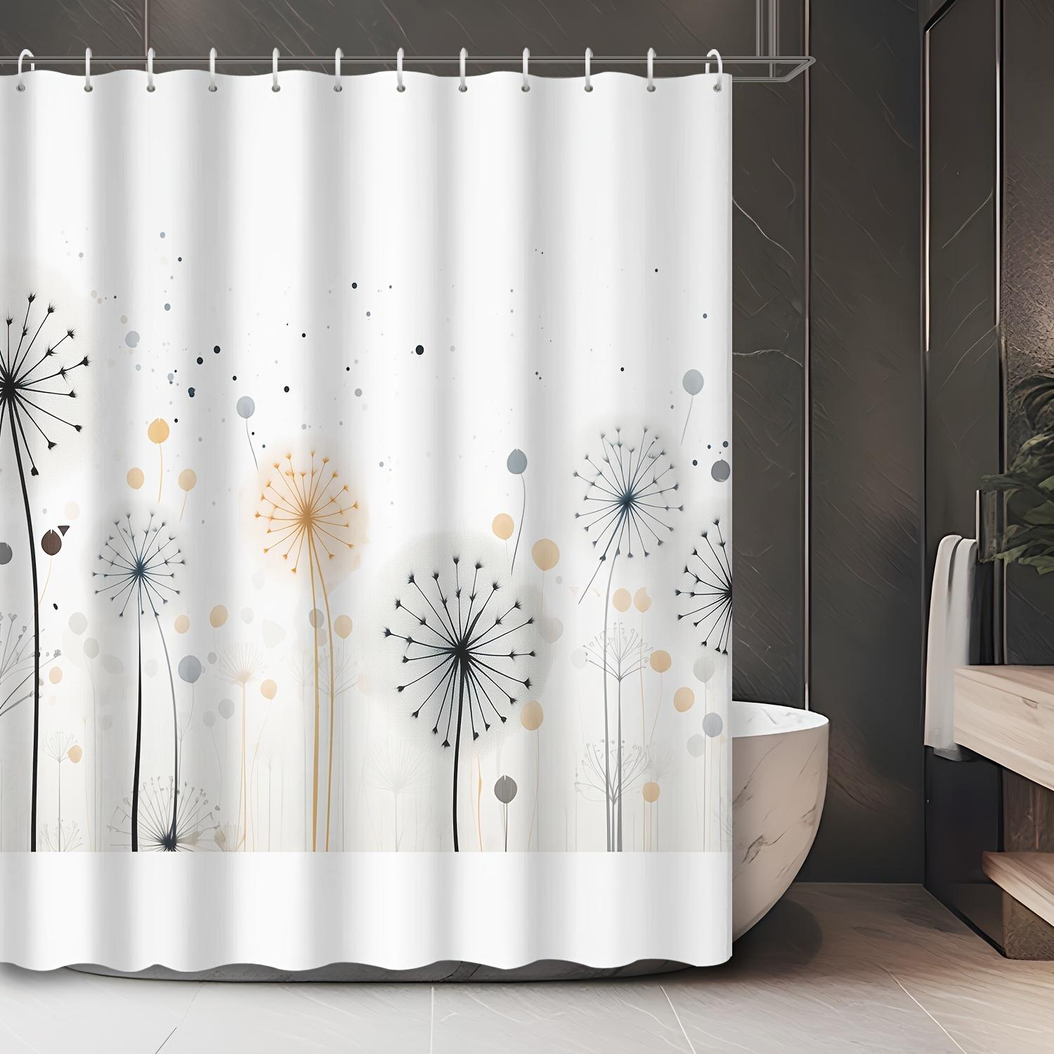 

1Pc Modern Art Lines Dandelion Flower Bathroom, 12 Hooks Shower Curtain, Bathroom Accessories W60H190(CM)-1 Pcs