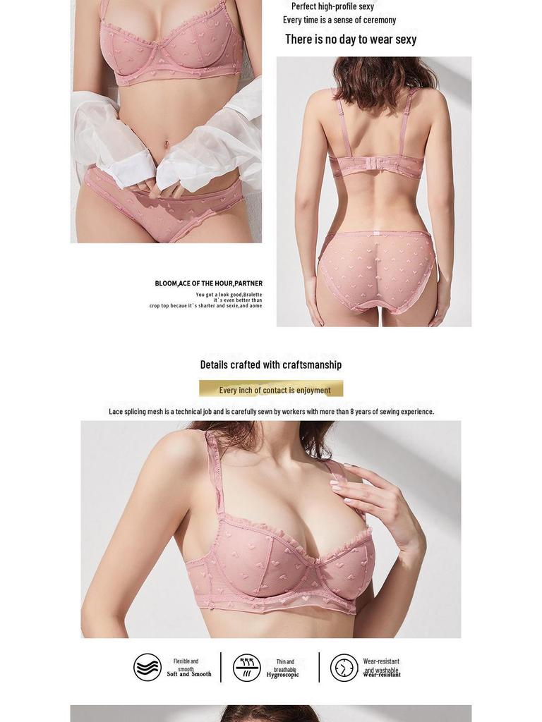 Sommer Französische Spitze Dessous Set für Damen: Ultradünne, Anti-Hänge-, BHs für große und kleine Brust