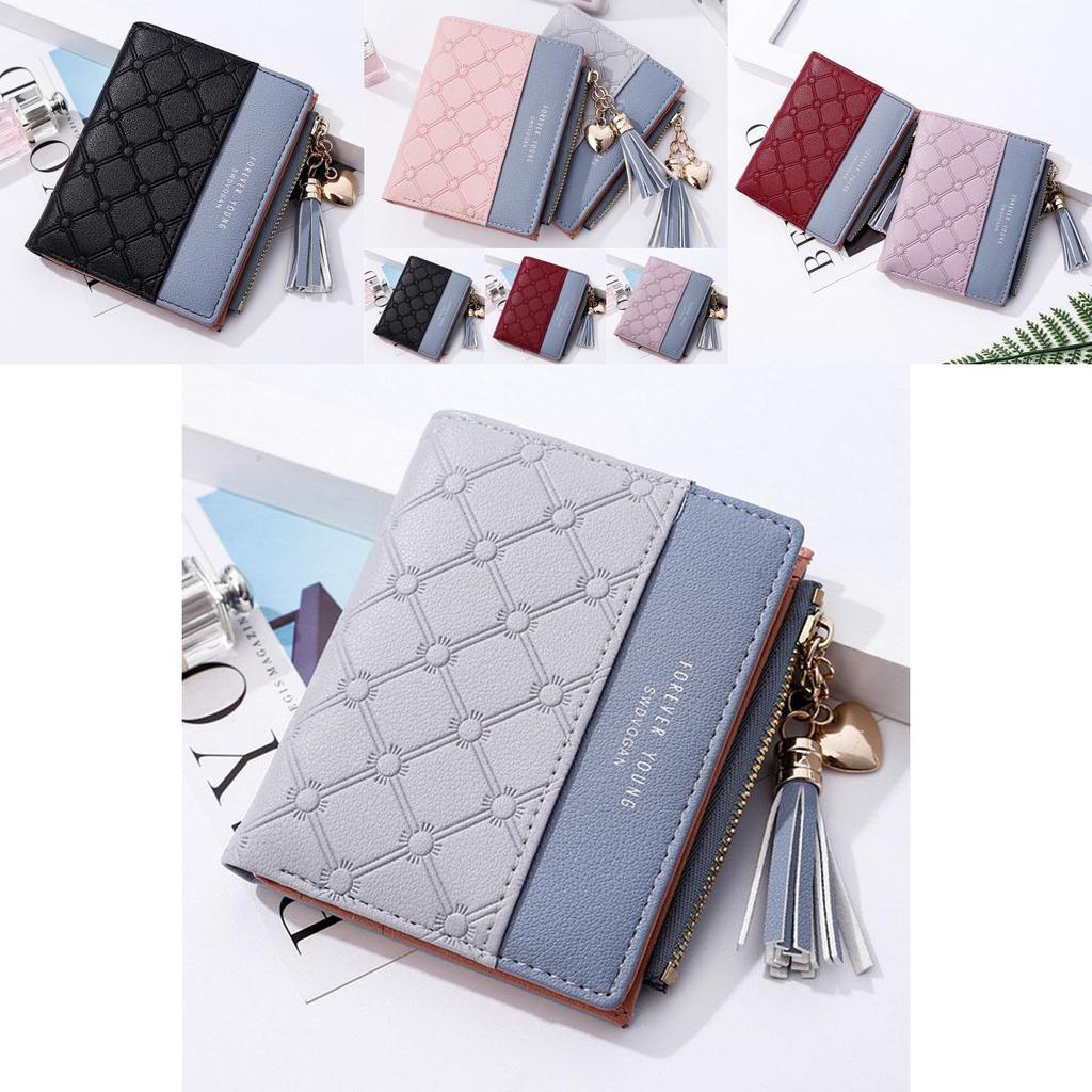 Stylish Women's Cute Embossed Pu Leather Wallet With Tassel Zippers And Coin Pocket
