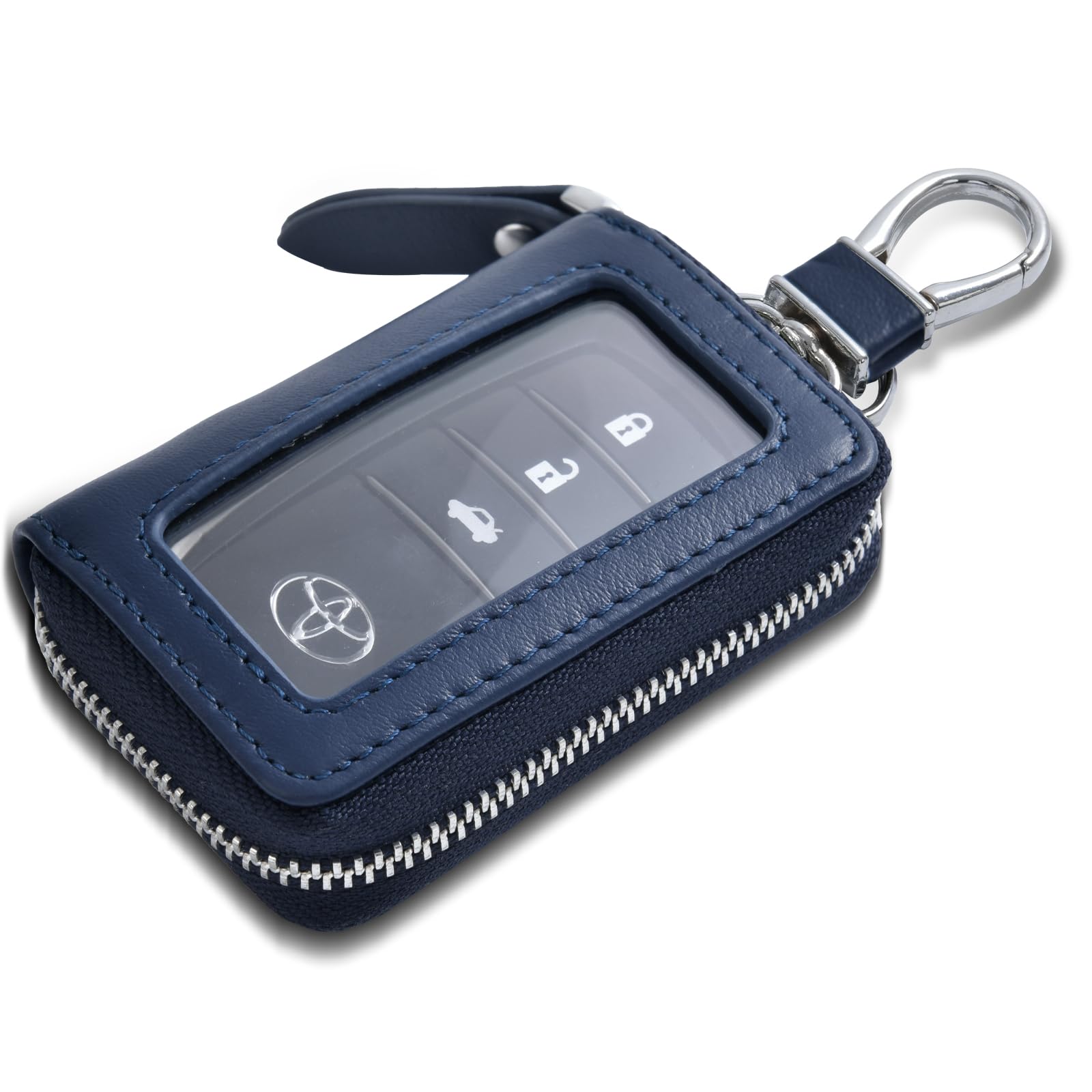 

[Tonriga] Smart Key Case Men s Genuine Leather Clear Window Key Approximately 8.5cm long, 12.3cm high, 2.0cm wide синий