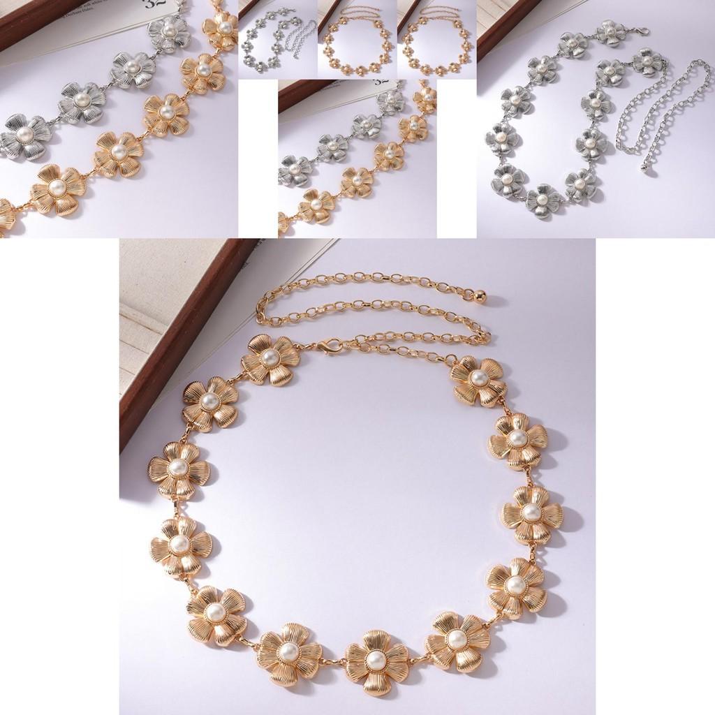 Vintage Metall Hüftkette Für Damen Mit Perlenverzierungen Und Geschnitztem Blumendetail