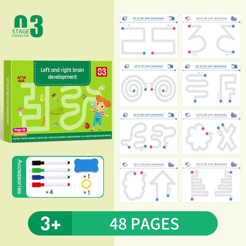Educational Kids Magic Copybook Set Reusable Tracing Workbook for Handwriting Skills