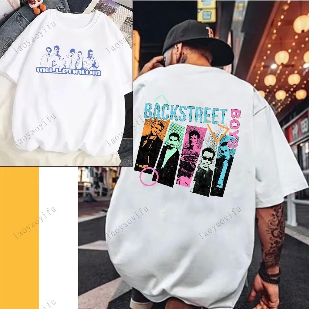 Fashion Backstreet Boys Millennium Tour 2025 Music Unisex  Tops Vintage T Shirt Men Women Trend Y2k Short Sleeve T-shirts