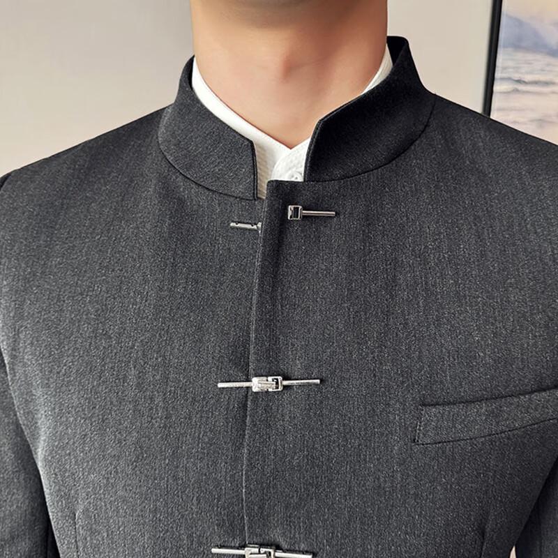 ROMON Men's New Chinese Style Stand-Collar Suit Set