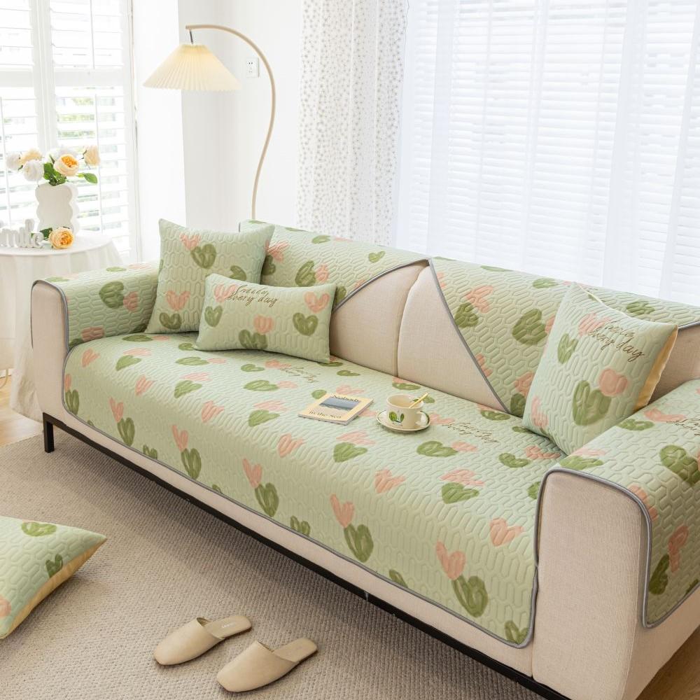 Living Room Anti-slip Couch Sofa Cover Summer Nordic Latex Flower Print Sofa Cushion Cover Slipcover Funda