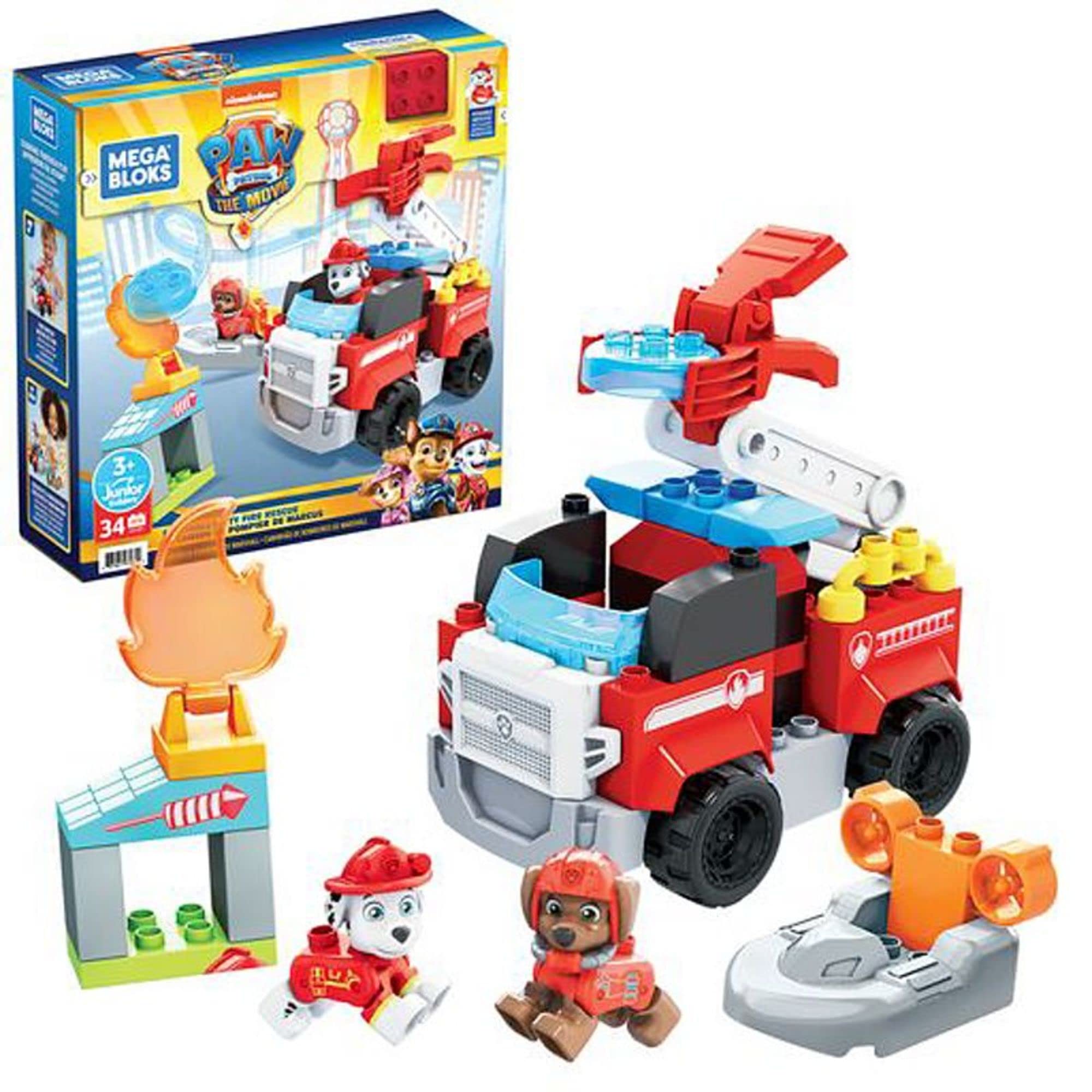 

Mattel Mega Bloks Paw Patrol The Movie Marshall Super Fire Truck (Ages 3+) GYJ01 Red