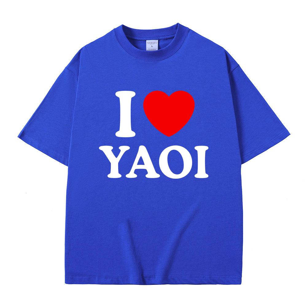 Funny I Love Yaoi Meme Tshirt Men Women Fashion Vintage Crewneck Tshirts Male Casual Cotton Oversized Short Sleeve T Shirts