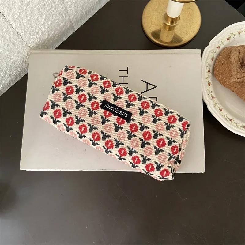 Lady Zipper Travel Toiletry Bag Necesserie Organizer Student Cute Pencil Case Korean Corduroy Cosmetic Bag Small Makeup Pouch