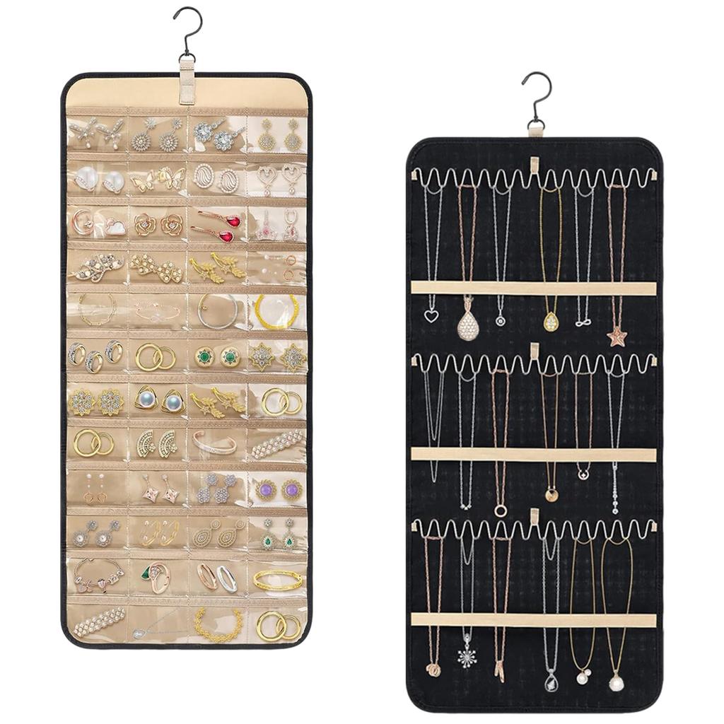 TeJoyce Hanging Jewelry Organizer with Wall Transparent Accessory Rotating Necklace Hair Hair Hair Pin Hanging Storage Jewelry Hanging Organizer