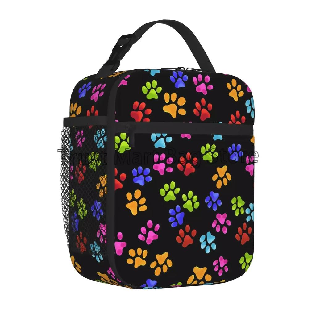 Dog Paw Print Insulated Lunch Bag for Women Reusable Lunch Box for Work School Picnic Cooler Thermal Bento Bag for Boys Girls
