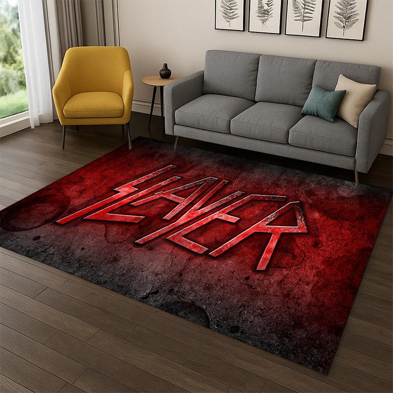 

Retro Slayer Heavy Metal Rcck Band Sign Carpet Rug for Bedroom Living Room Sofa Doormat Home Decor,Kid Game Area Rug Non-slip 40x60cm