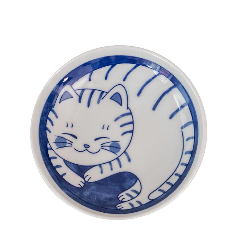 Cartoon Katze Keramik Snackschale - Niedliche Essig- & Gewürzplatte für Zuhause