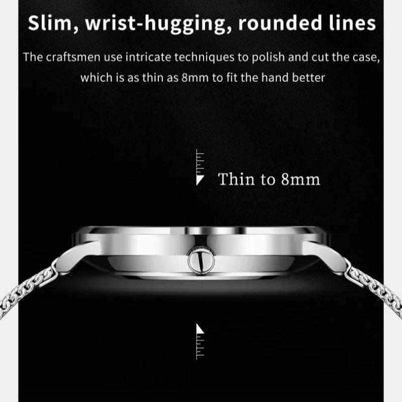 OLEVS Herrenuhr Minimalismus Ultradünne Original Quarz Armbanduhr Wasserdicht Leuchtend Mesh Armband Datum Uhr Geschenke