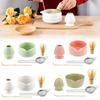 Matcha Whisk Set Ceramic Matcha Bowl with Pouring Spout Matcha Bamboo Whisk Stainless Sifter Ceramic Whisk Holder Bamboo Scoop