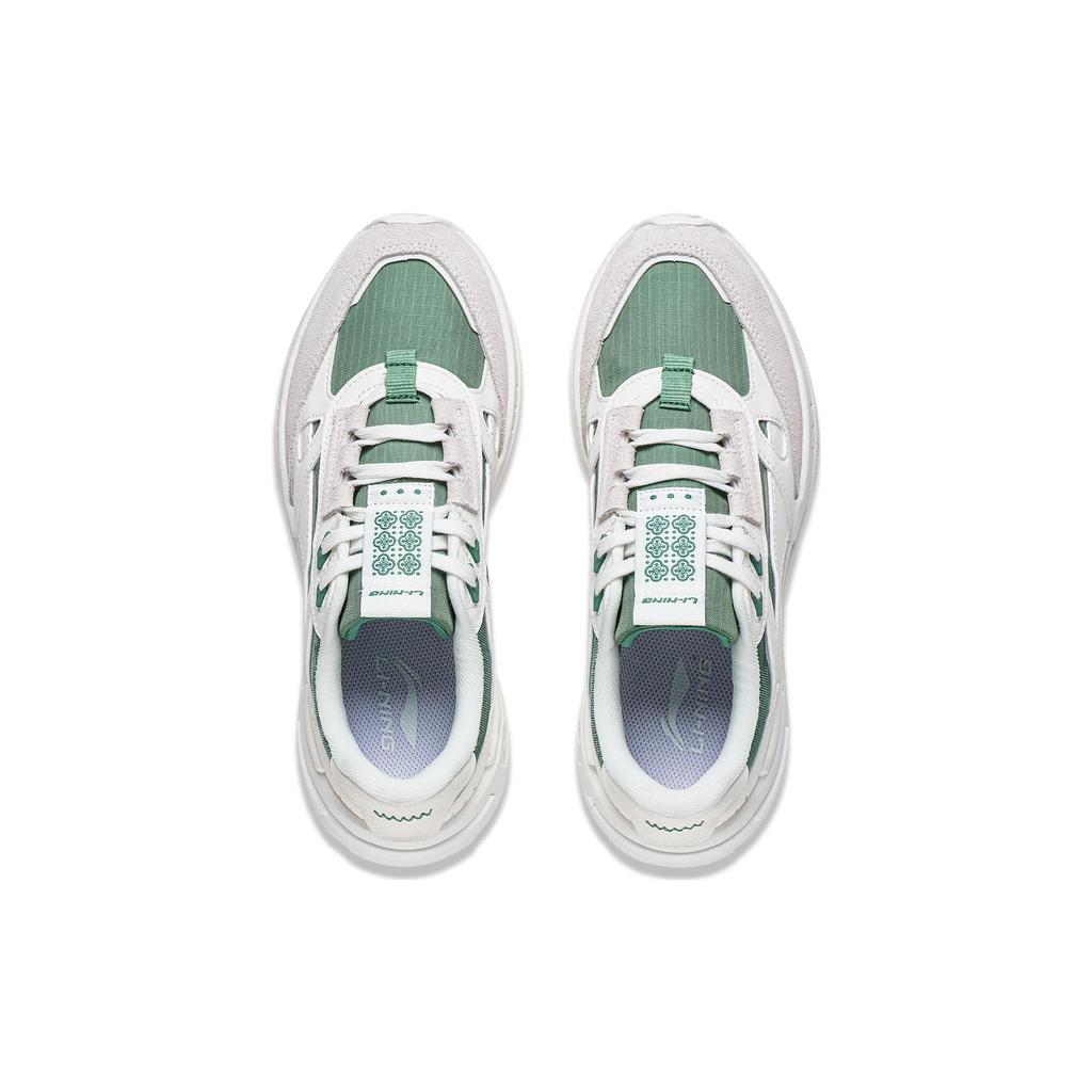 New LiNing Wind Rider 2.0 Anti Slip Wear Resistant Low Top Sports Casual Shoes Women's White Gray Green AGCT156-6