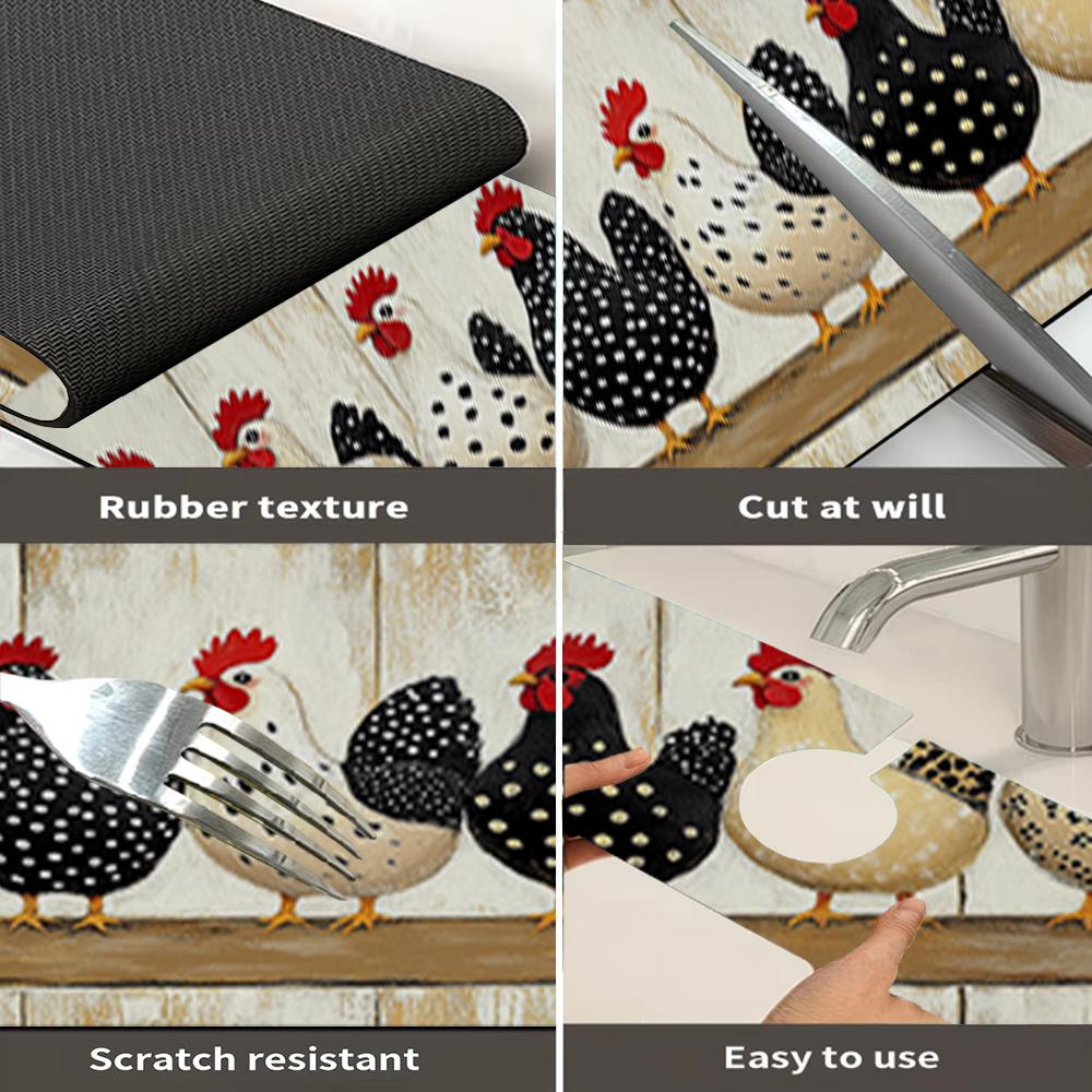 1 pièce Poulets Colorés Tapis Absorbant pour Robinet, Tapis de Drainage, Évier de Cuisine, Tapis de Drainage pour Plan de Travail, Lavabo en Terre de Diatomées, Tapis Découpable à Séchage Rapide