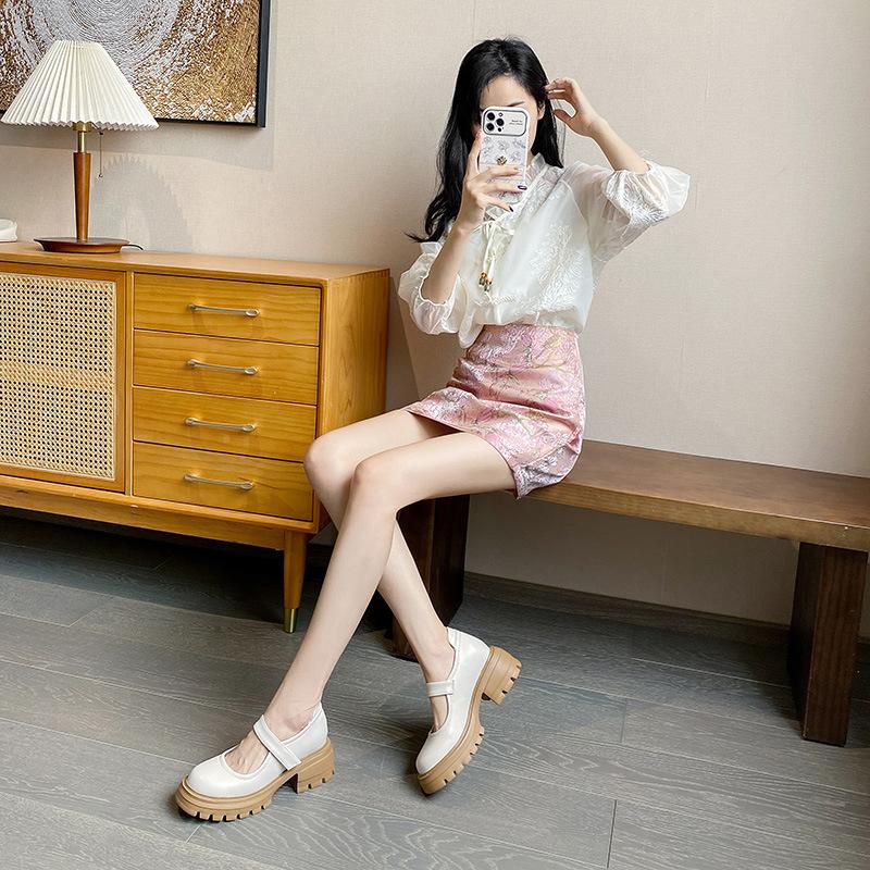 

9lm small inner height increase women s shoes new Mary Jane shoes platform thick heel high heel silver single shoes 38 чорний