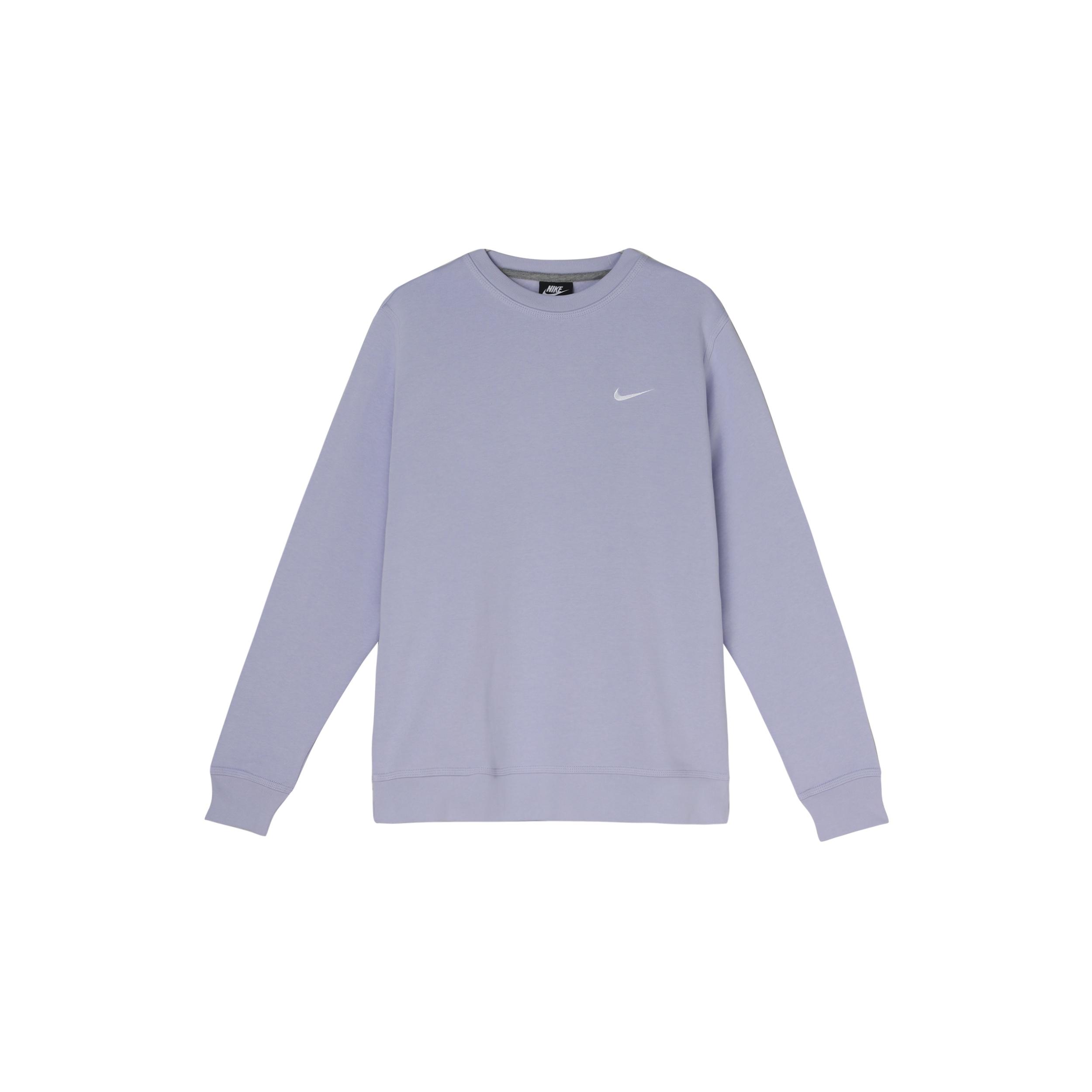 Men s Nike Solid Color Chest Brand Logo Printing Embroidered Round Neck Pullover Autumn Light Purple 916609-539 XL