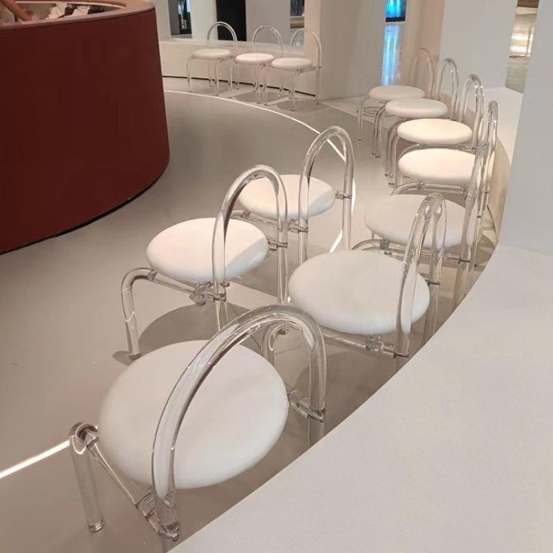 Light Luxury Acrylic Transparent Nordic Leisure Backrest Dining Chair Bedroom Internet Celebrity Makeup Stool Crystal