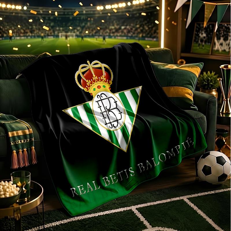 Real Betis Crest Artwork Throws Blanket Flannel Blankets Plush for Couch Bed Gifts for Men Women Travel picnic blanket Christmas fan gifts