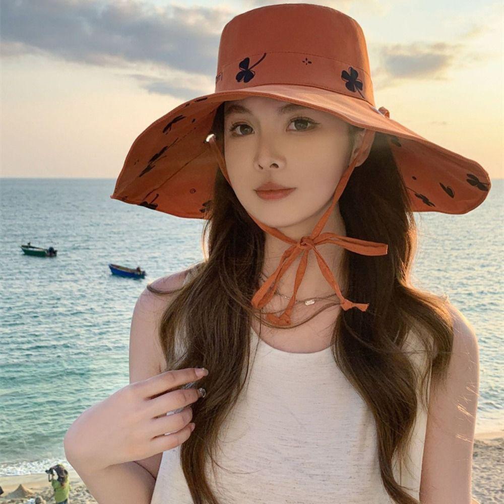 Double Sided Seaside Beach Cap Sweet Sun Protection Cap Sunscreen Sunshade Fisherman Hat  Girls