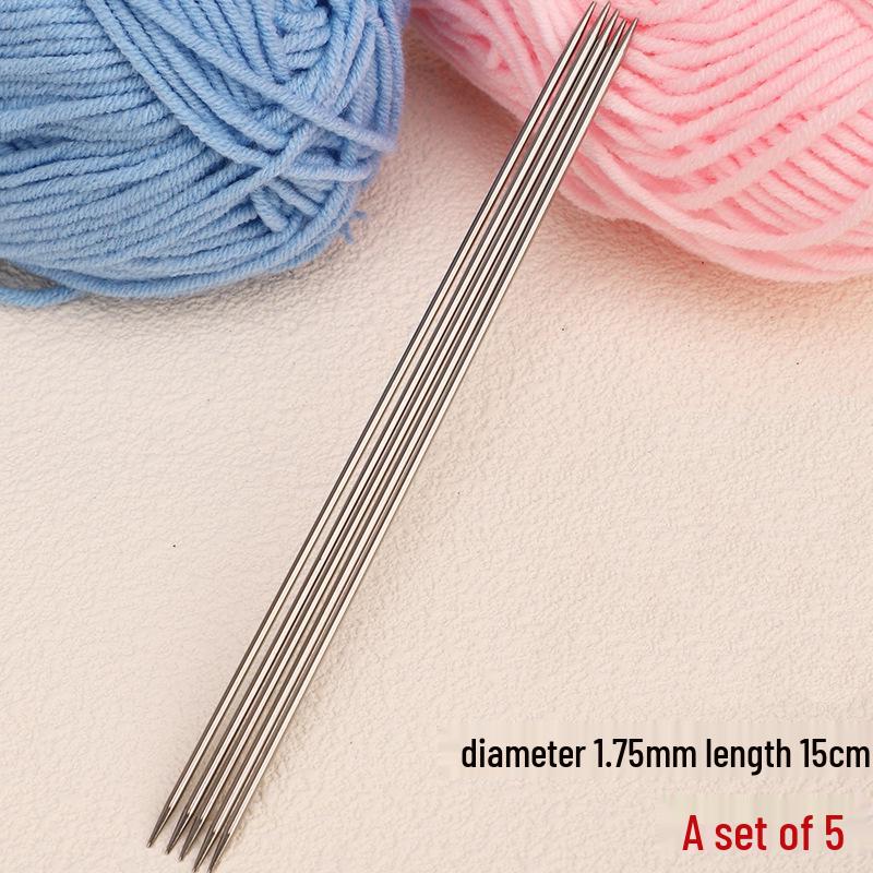 Short Stainless Steel Double-Pointed Needles for Knitting Scarves, Dolls, and Socks