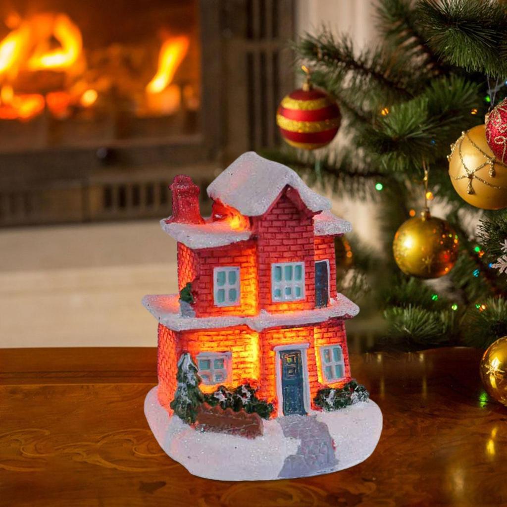 Świąteczny śnieżny wiejski dom świecący ozdoba na imprezę DIY Rok sypialni