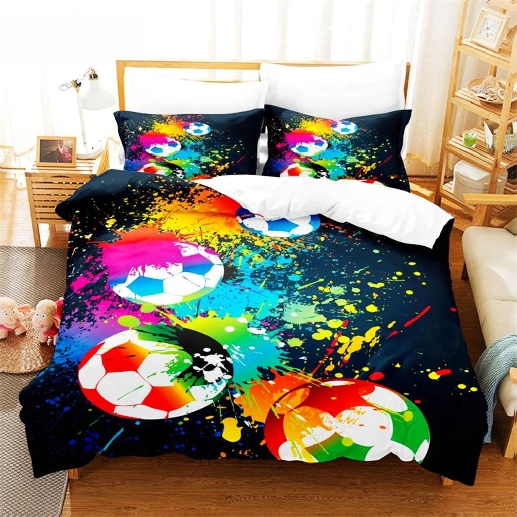Football Bedding Set Competitive Sports Boy Duvet Cover Set King Quilt Cover Youth Children's Double Duvet Cover Bedding Set