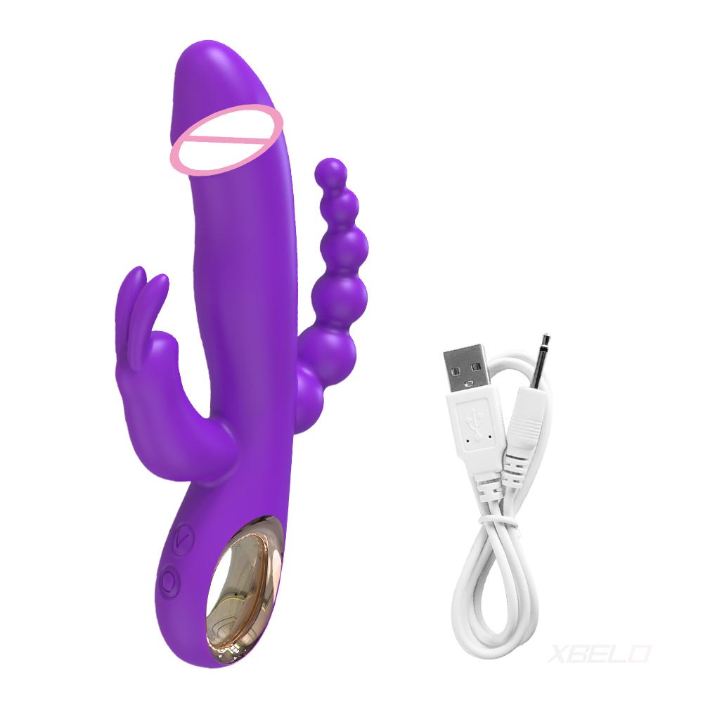 Rabbit Vibrator for Women Clitoris Stimulator 3 in 1 G Spot Dildo Vagina Massager Female Masturbator Backyard Anal Sex Toy