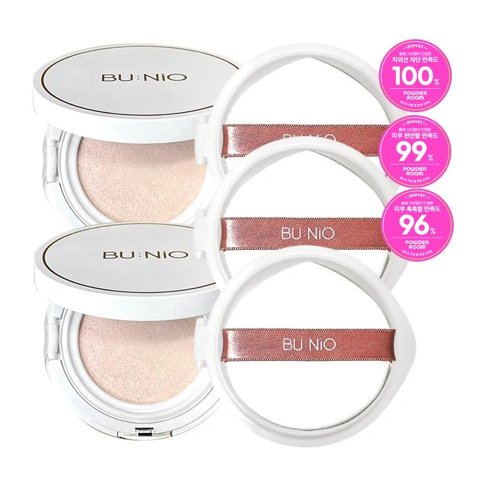 BU:NiO Calming Cool Tone-Up Sun Cushion Large Size Package (2 Main Products + 3 Refills) SPF50+ PA++++
