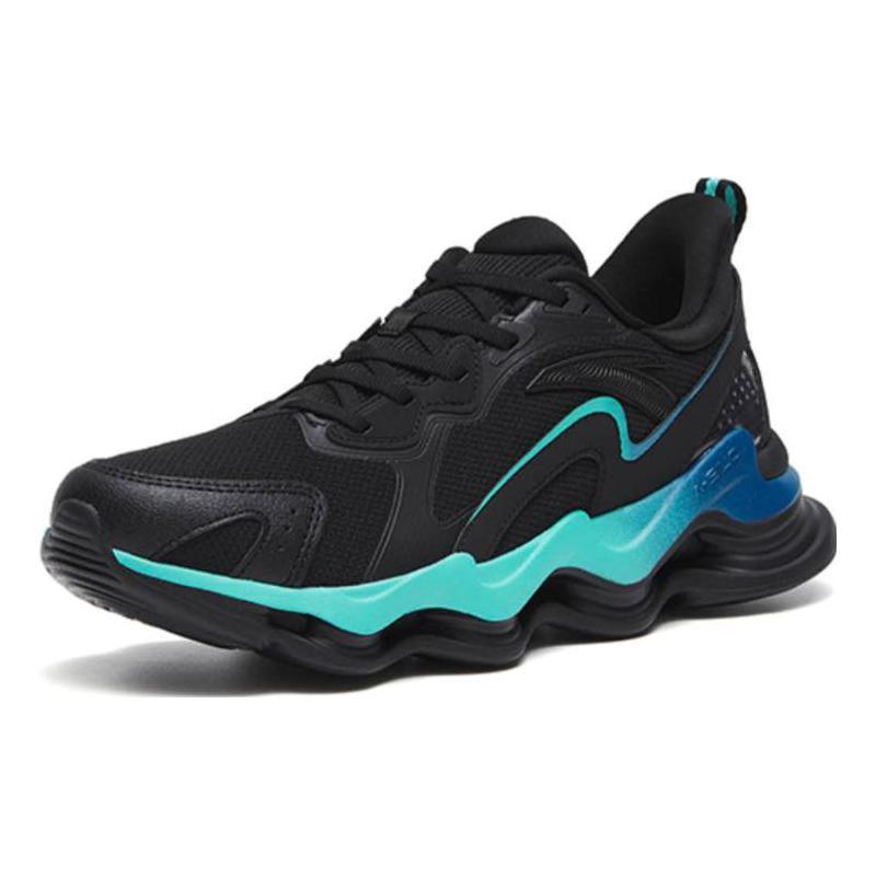 Anta Shock Absorbers With Slip Resistant And Abrasion Resistant Properties Low Top Running Shoes Men's Black Green Sneakers 112315555-1