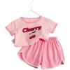 Cute Girls Summer Cotton Short Sleeve Set Stylish Two Piece Outfit For Little And Middle Kids Casual Wear