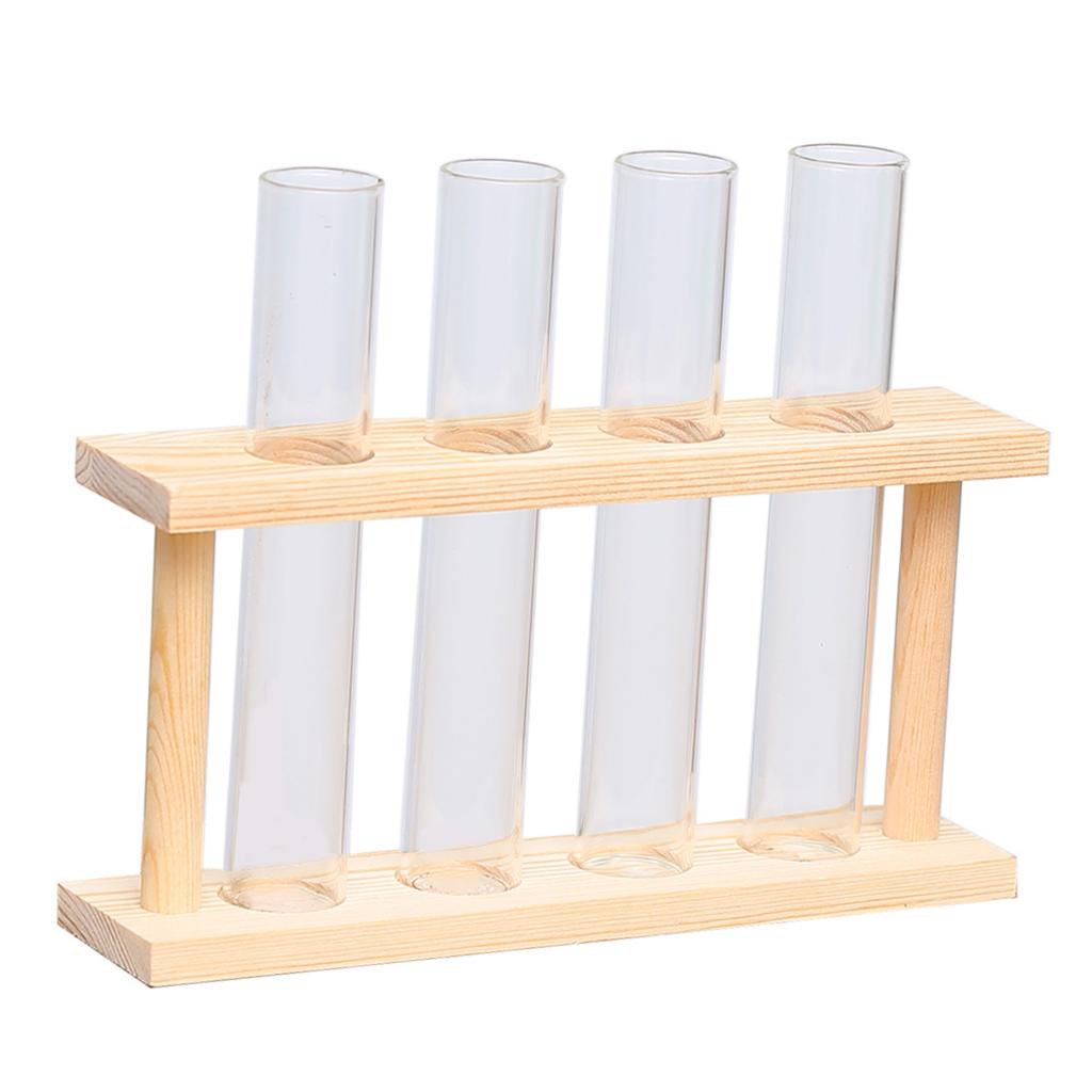 

Хрустальная стеклянная ваза для пробирок на деревянной подставке Цветочные горшки для гидропонных растений Украшение для дома и сада бежевый