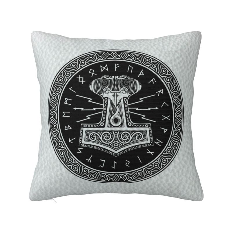 Custom Lucky Charm Viking Compass Vegvisir Cushion Cover Xcm Vikings Valhalla Velvet Luxury Pillow Case Home Decoration