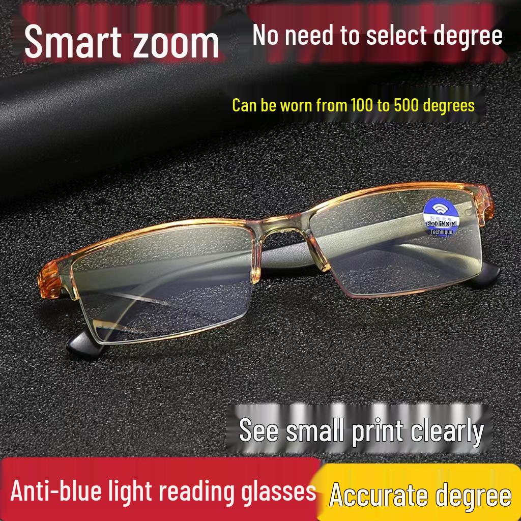 Rimless Smart Zoom Blue Light Blocking Progressive Reading Glasses