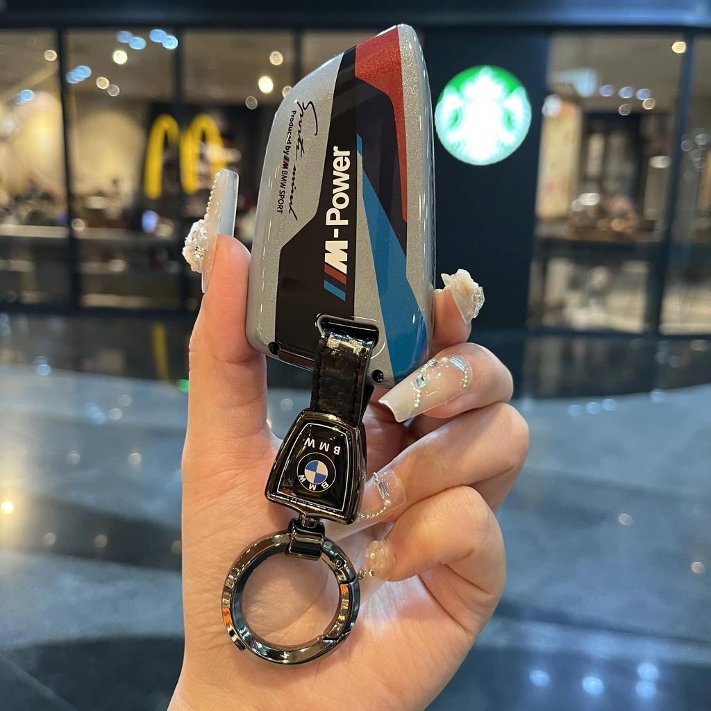 Racing Style Metal Car Key Case Fob Cover for BMW X1 X3 X5 X6 X7 3 5 6 7 Series G20 G30 G11 F15 F16 G01 G02 F48 2016-2023