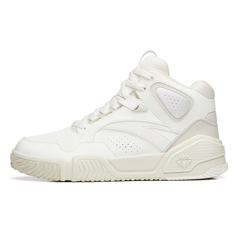New Anta Life Collection Flame Anti Slip Wear Resistant High Top Skateboard Shoes Men's White Gray 112238090R-1