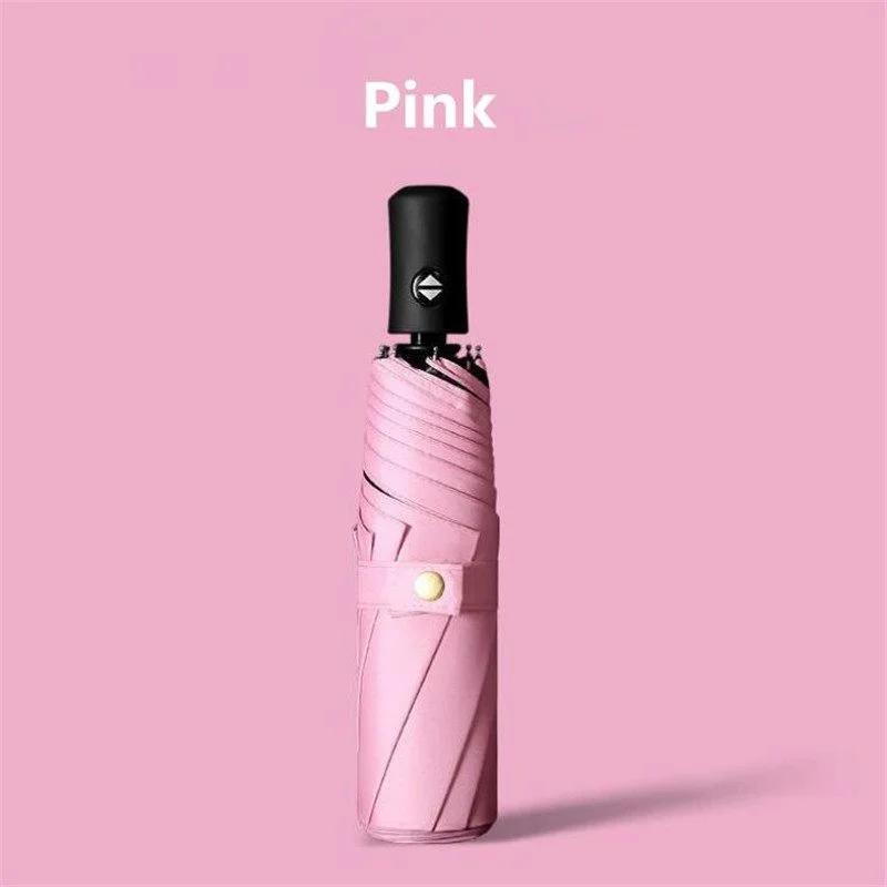 Automatic Folding Sunny Rain Umbrella Solid Color Three-folding Windproof Business Umbrella
