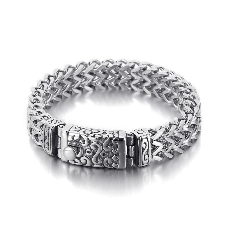 

Kalen Punk High Polish Textured Bracelet Men s Chunky Stainless Steel Bicycle Chain Mesh Jewelry Accessories Box Chain Gift 22cm