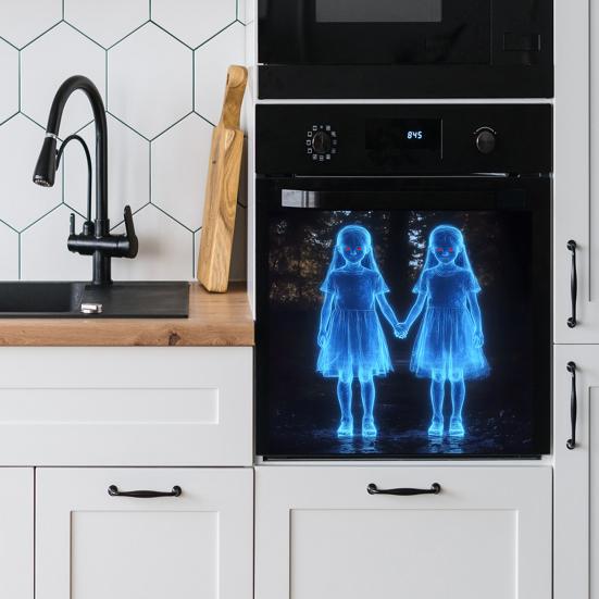 Halloween Wall Sticker Self Adhesive Scary Twins Sticker Spooky Movie Window Sticker for Bathroom Porch Indoor Outdoor Haunted House Themed Decoration
