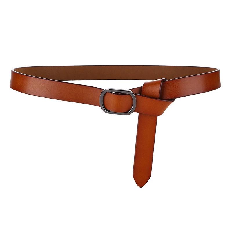 Retro Inspired Leather Belt For Ladies With Metal Clasp And Pure Design Leather
