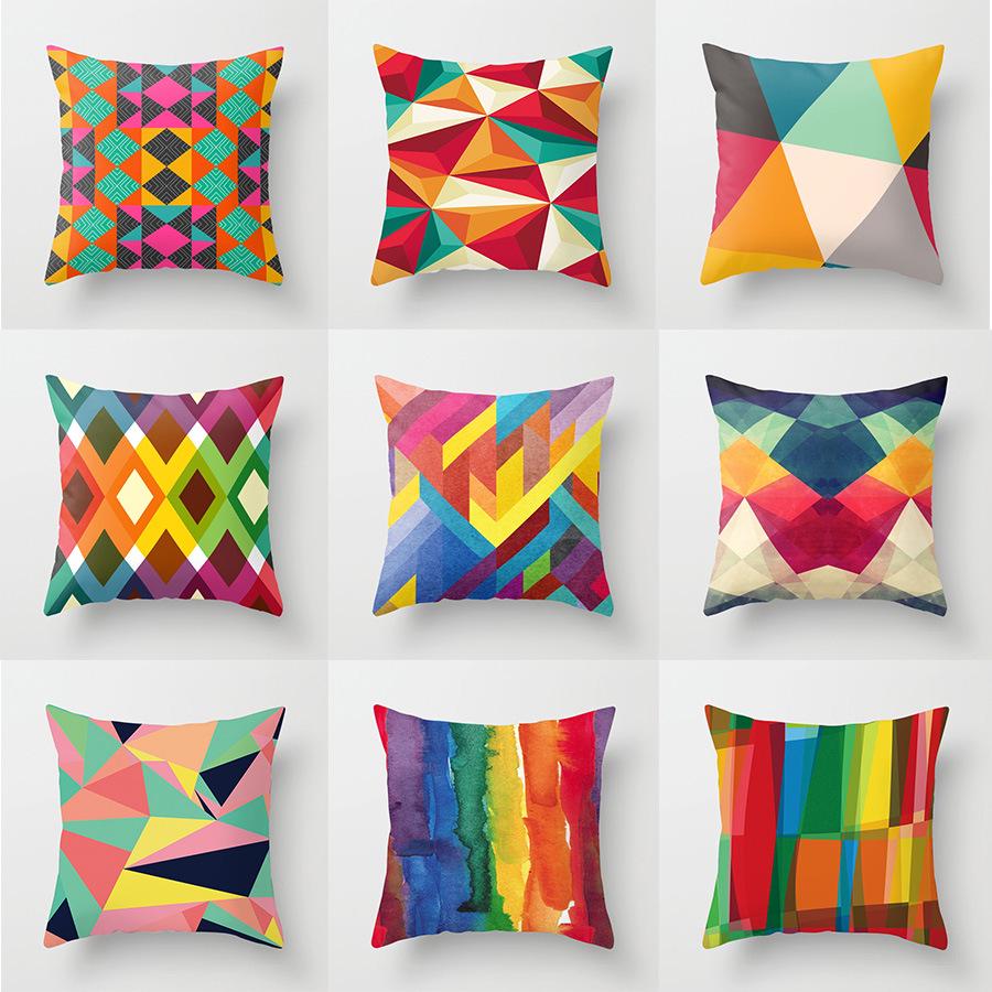 Nordic Symphony Geometric Abstract Color Pillow Cover Office Sofa Cushion Car Cushion Polyester Pillow Cover