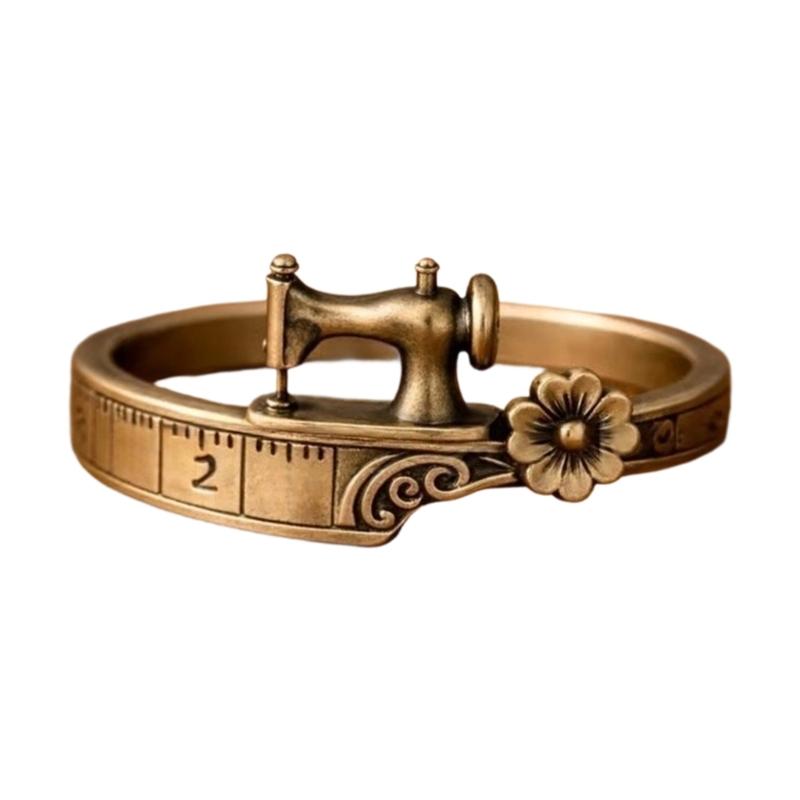 Elegant Minimalists Sewing Machine Themed Rings Handmade Craft Jewelry Accessory 1