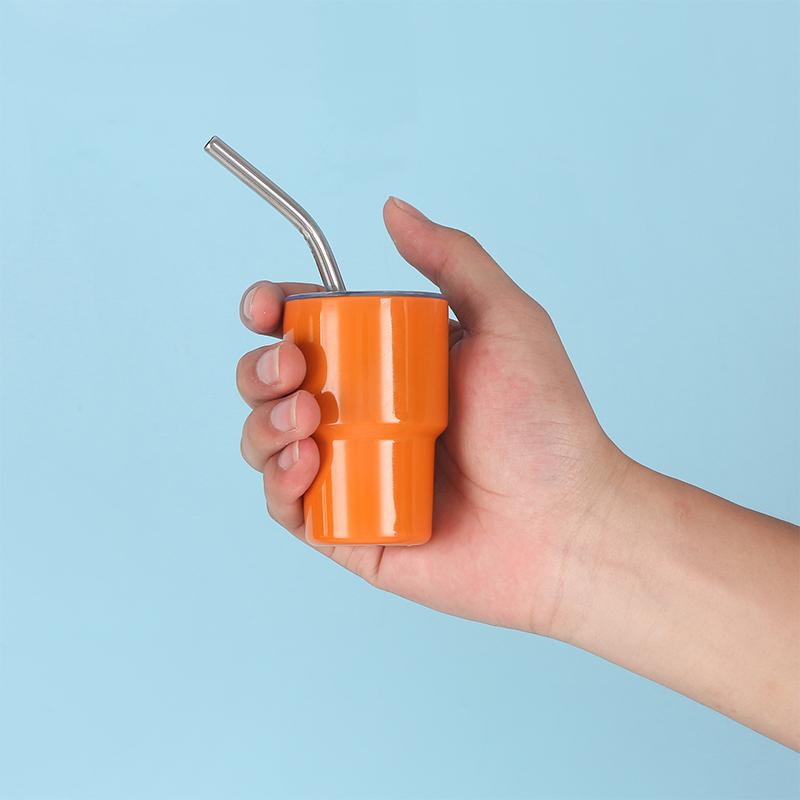 2/3oz Sublimation Tumble Whiskey Wine Glass Stainless Steel Vacuum Insulation Cup Car MIni Coffee Cup With Straw Party Gift