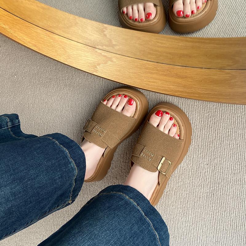 Fashion CRLAYDK Slide Sandals for Women with Soft Footbed Buckle Ladies Fashion Platform Open Toe Walking Casual Outdoor Slippers