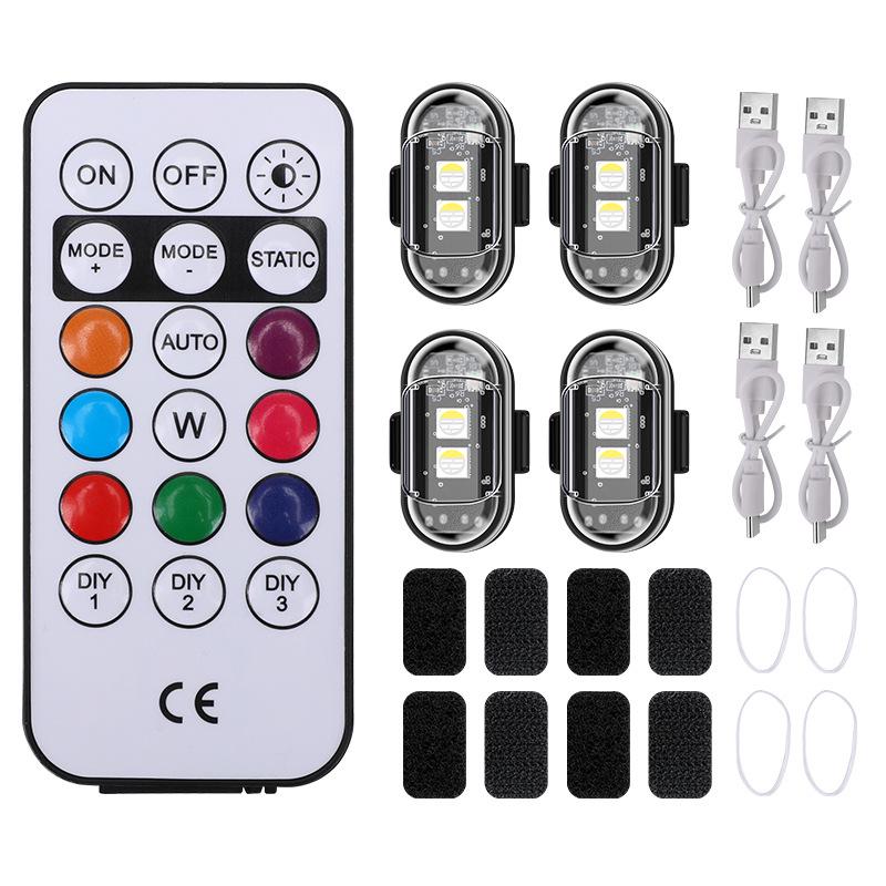 Universal Eight-Color Wireless Remote Control Navigation and Warning Light for Drones and Motorcycles